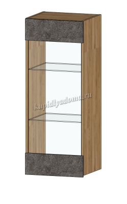 Шкаф навесной Даллас со стеклом (Дуб вотан/Цемент темный)