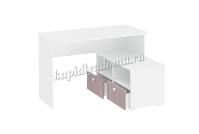 Стол письменный угловой с ящиками Фокс 332.09 (Белый /Пудровый)